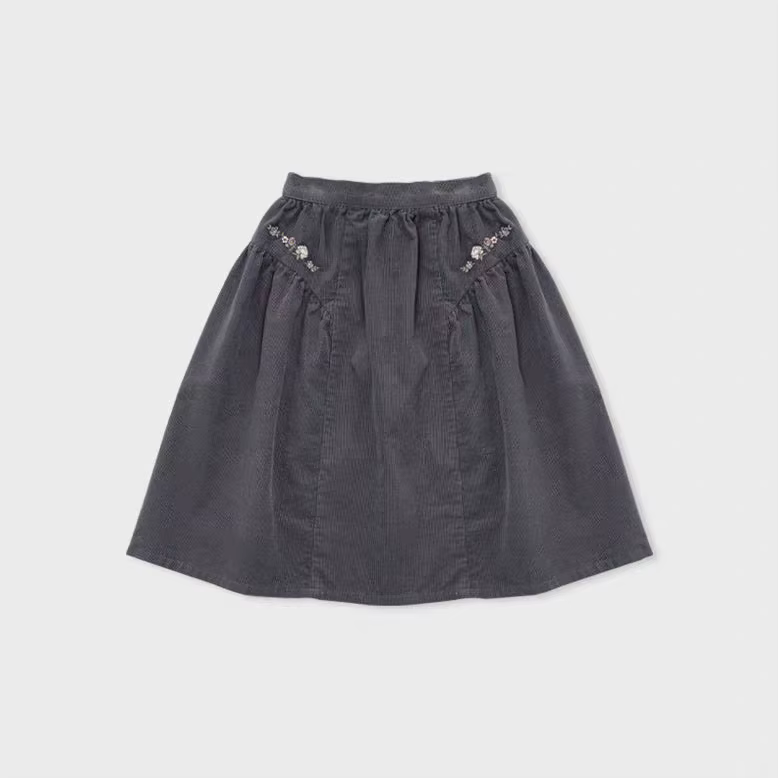 Girls' Charcoal Pleated Skirt