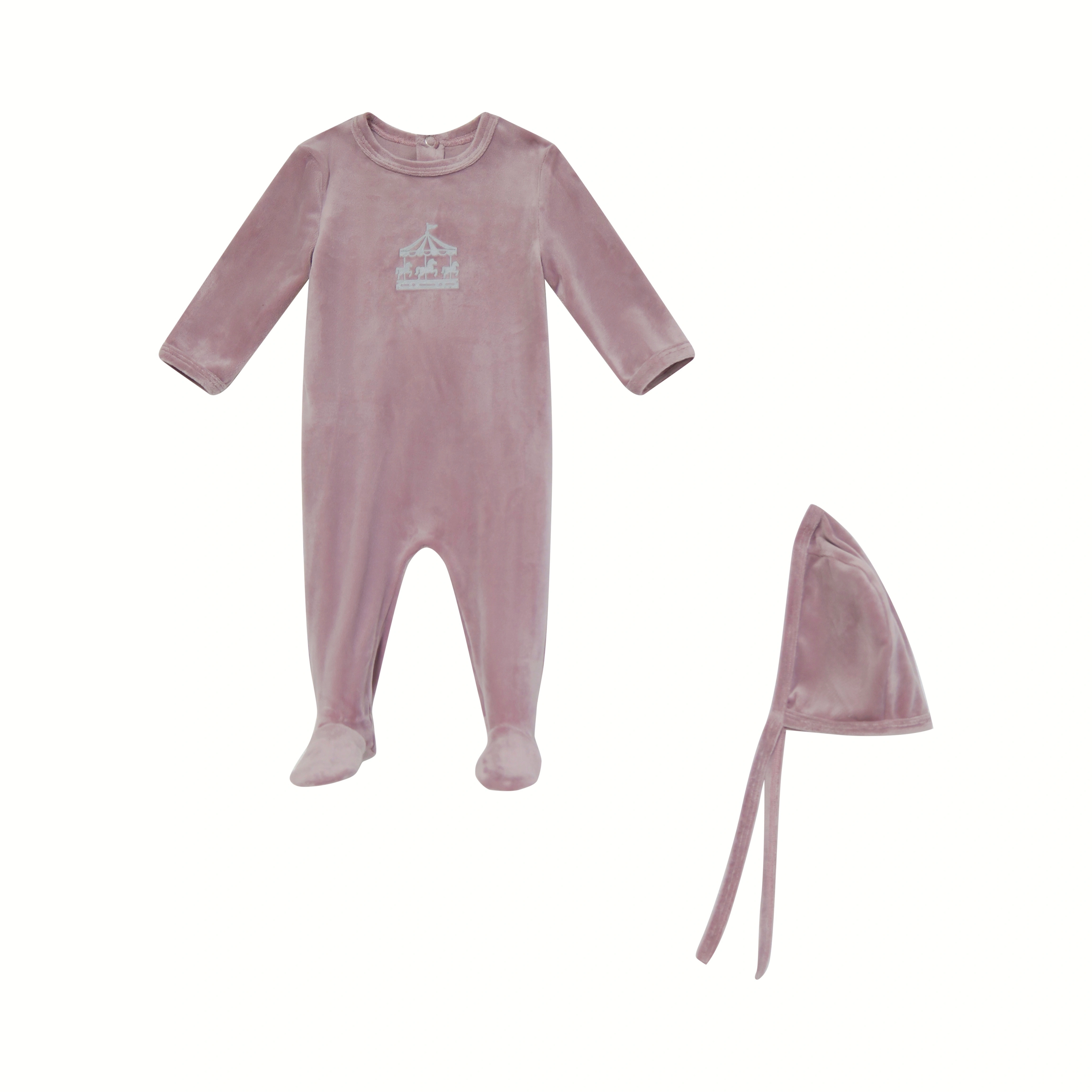 Baby Boutique Velvet – Blue Footie — image 4