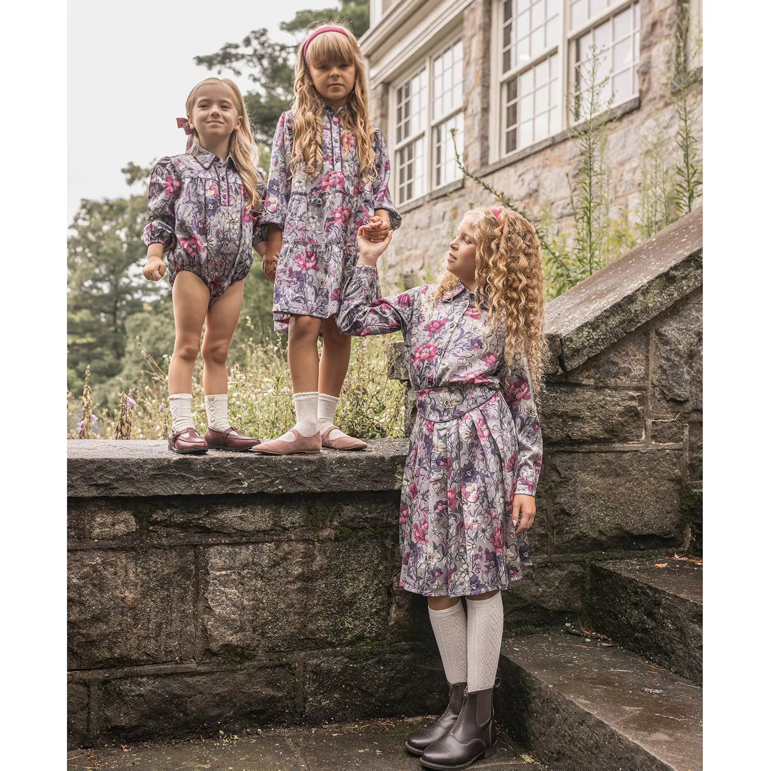 Purple Floral Satin – Dress — image 3