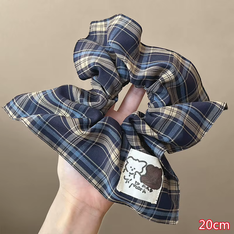 Square Plaid Scrunchie Women Girls Elastic Hair Rubber – Square
