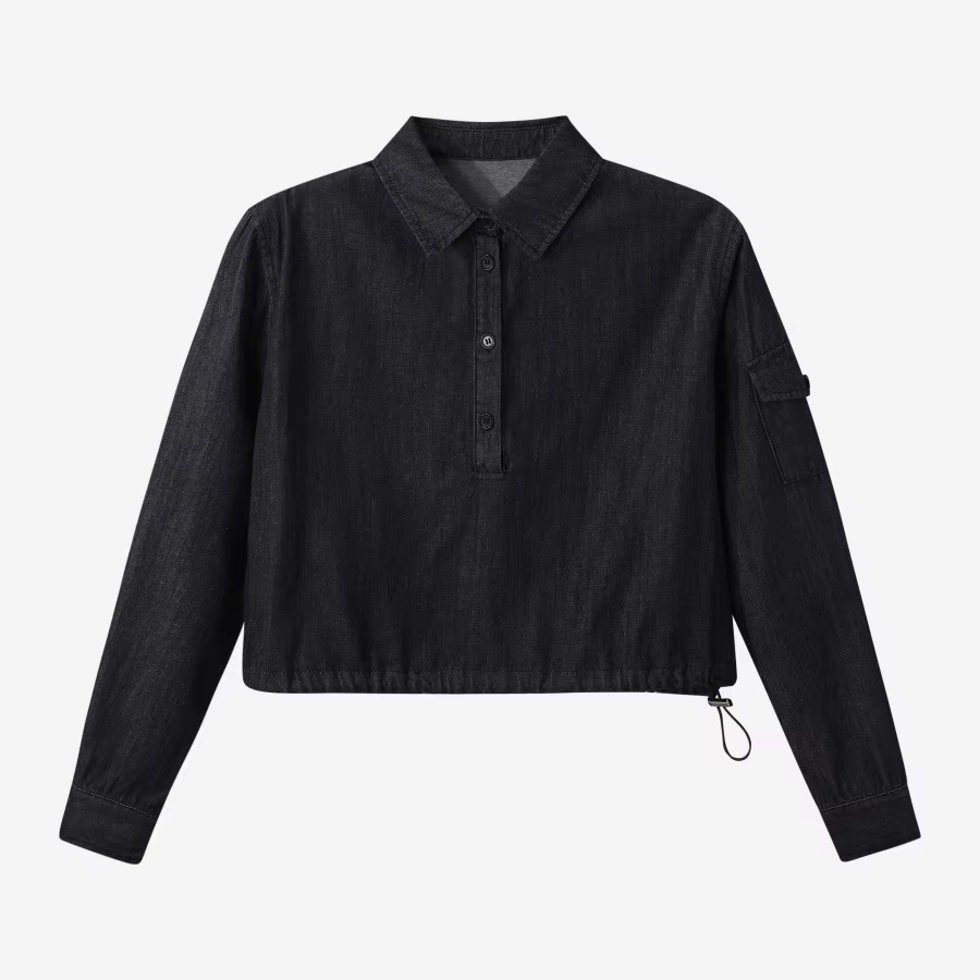 Denim Set & Loose Shirt – Black Shirt