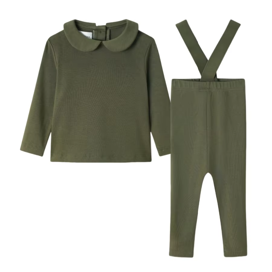 Retro Green Denim Collection – Ribbed Baby Set