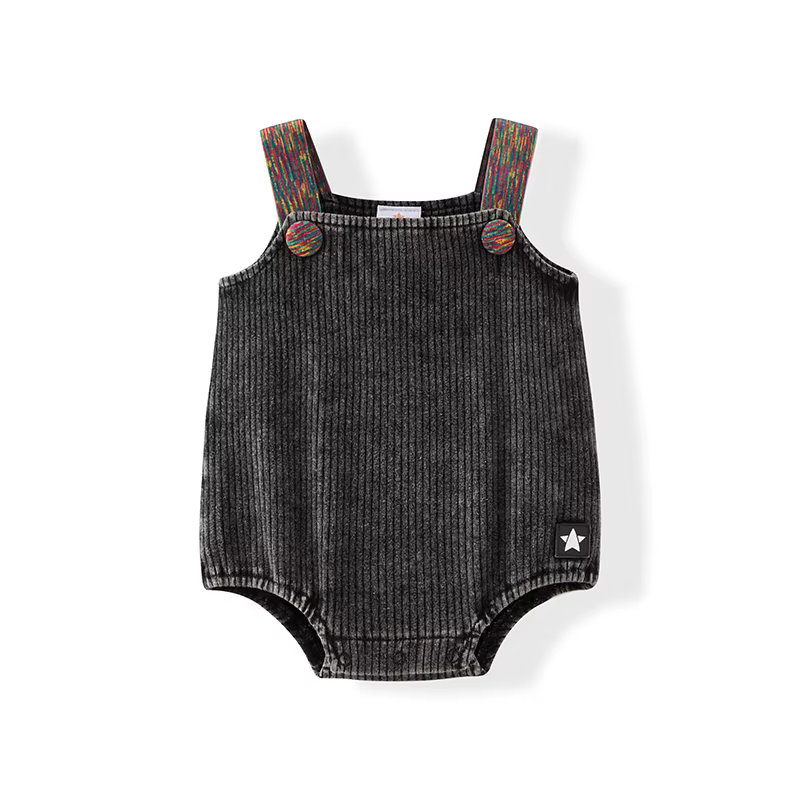 Ribbed Washed Denim Dress – Baby Romper