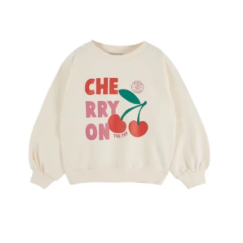 Girls' Cream Cherry Graphic Sweatshirt