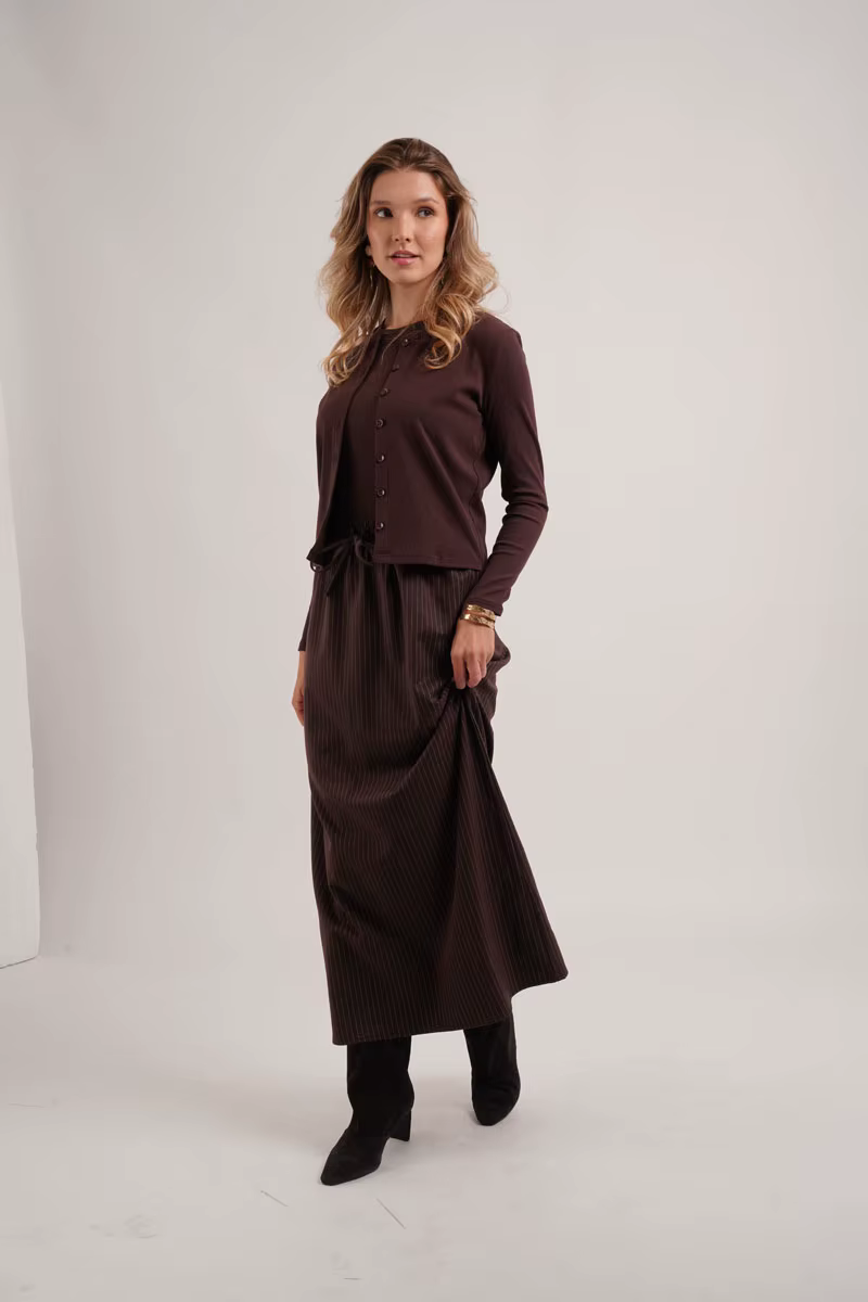 Pinstripe Collection – Brown Cardigan — image 2