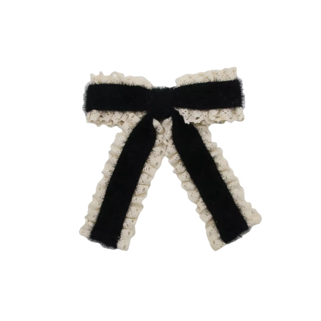 Black Velvet Bow Headband Medium Hair Clip — image 2