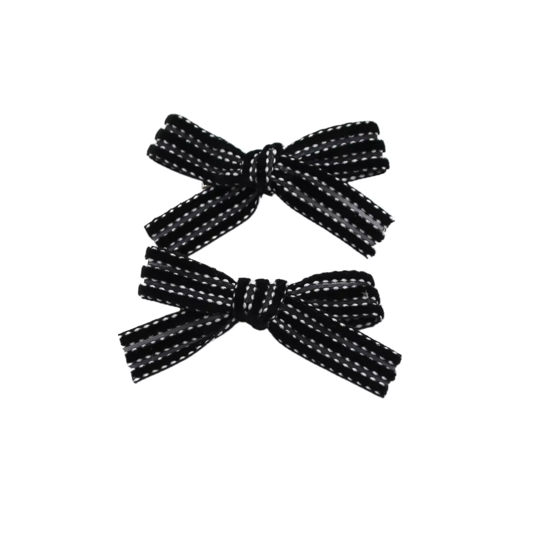 Black Velvet Bow Headband Mini Hair Clip — image 7