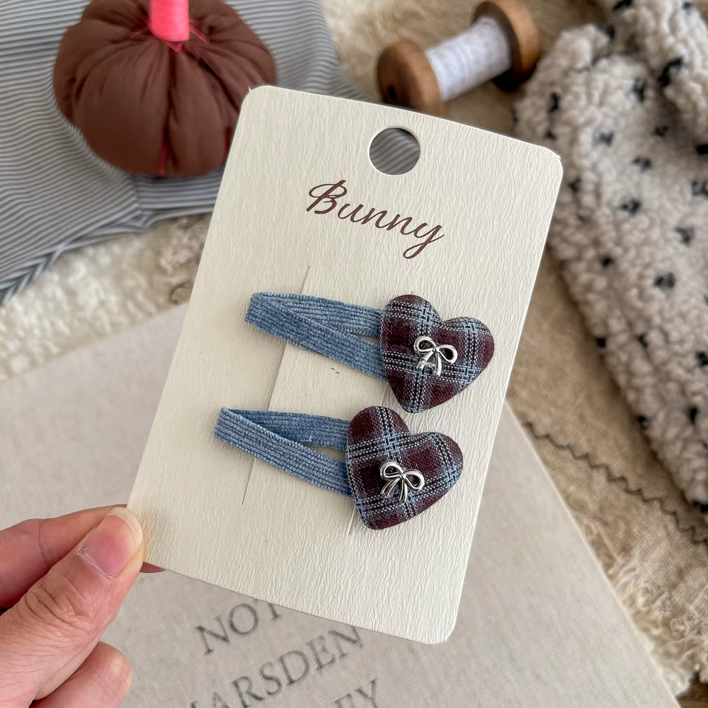 Blue & Coffee Hair Clip Set – Design 6