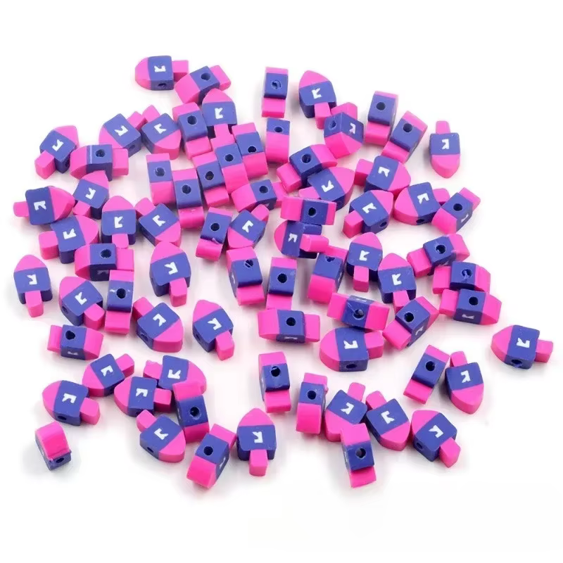Chanukah Hebrew Letter Beads – Pink & Blue