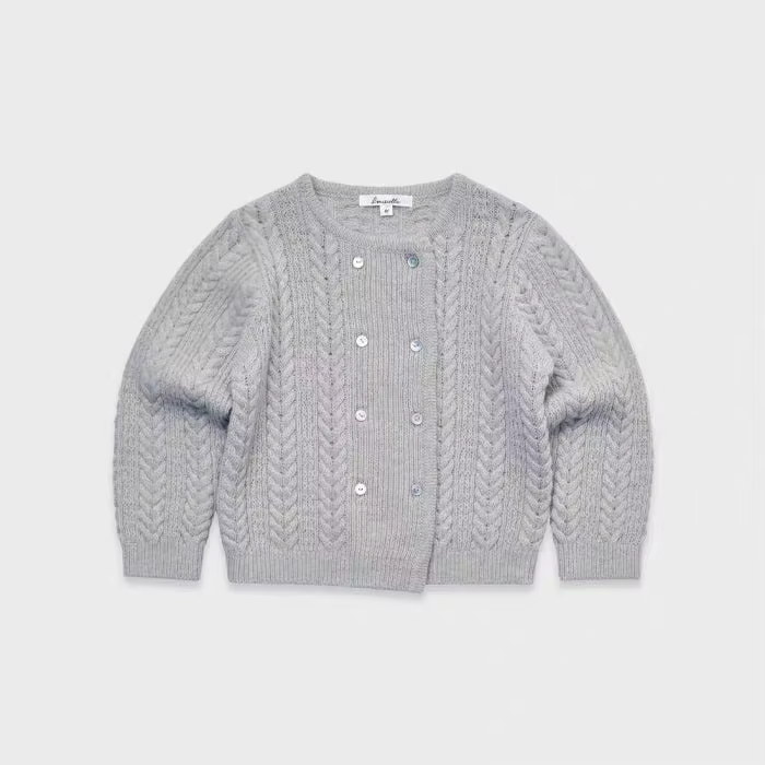 Girls' Grey Button Cardigan