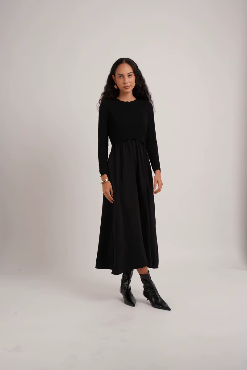 Knitted Satin Maxi Dress – Burgundy — image 4