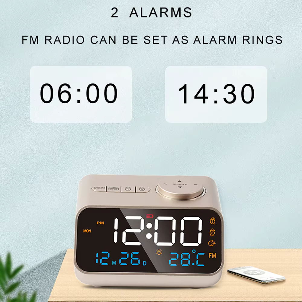 FM Radio Alarm Clock – White — image 3