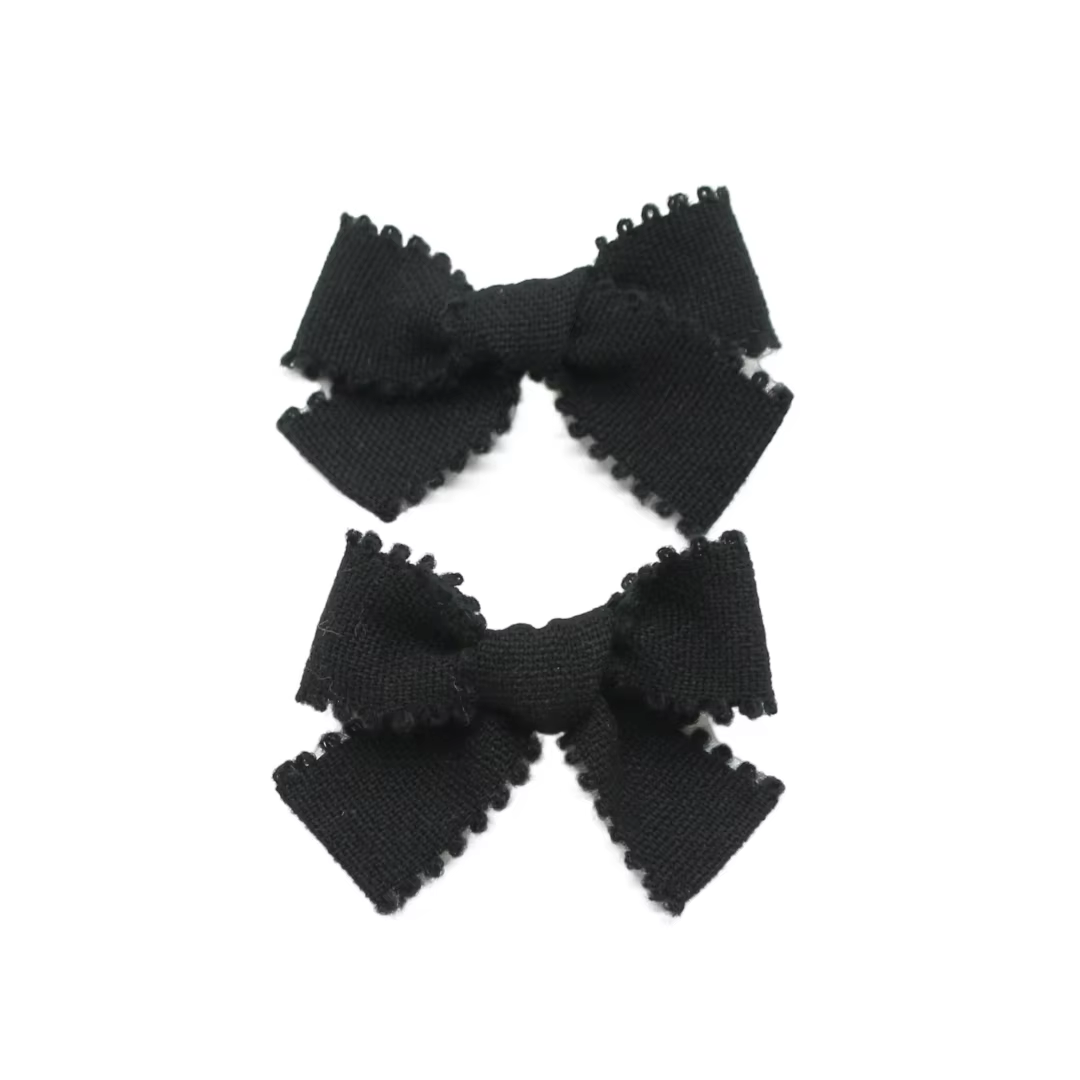Black Floral Velvet Bow Headband Mini Hair Clip — image 4