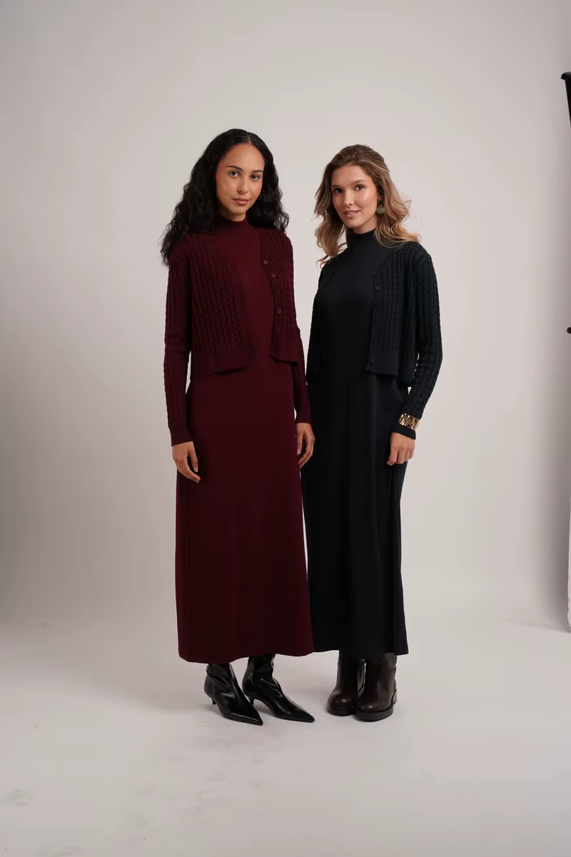 Cableknit & Rib Dress Collection – Brown Cardigan — image 2