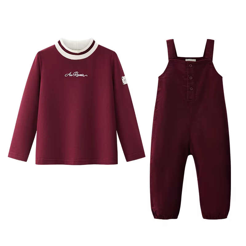 Embroidered Layette Collection – Burgundy Set