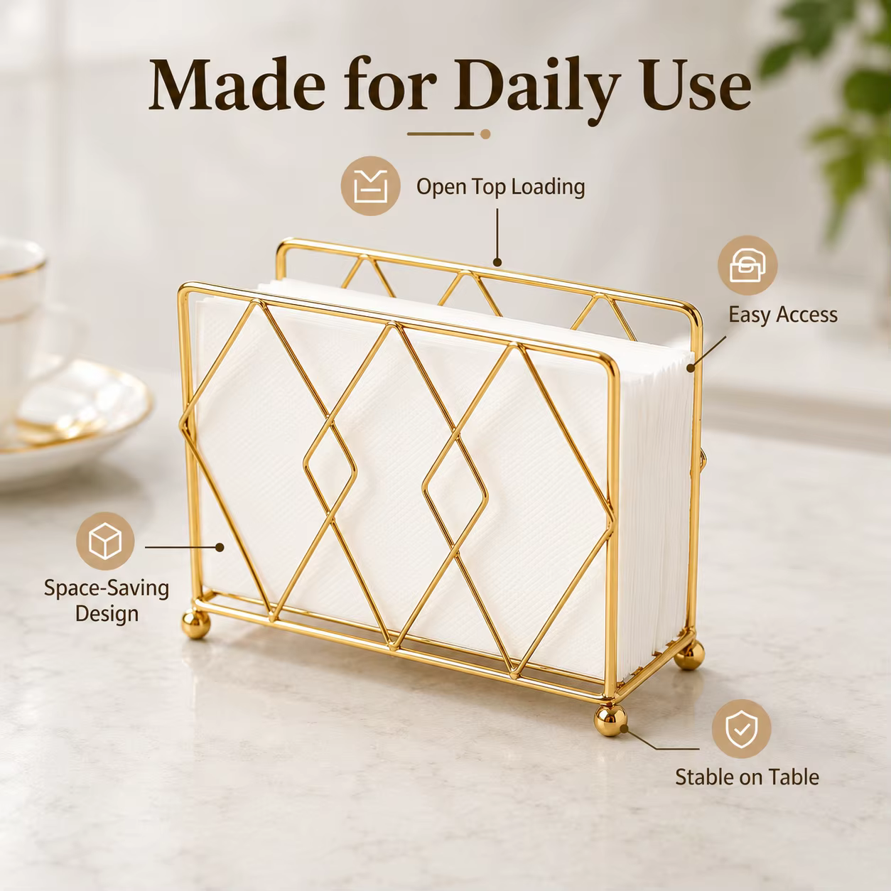 Gold Metal Napkin Holder — image 3