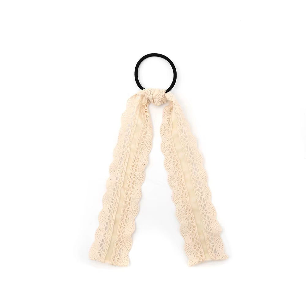 Long-Tail Lace Velvet Bow Headband Ponytail Bow — image 3