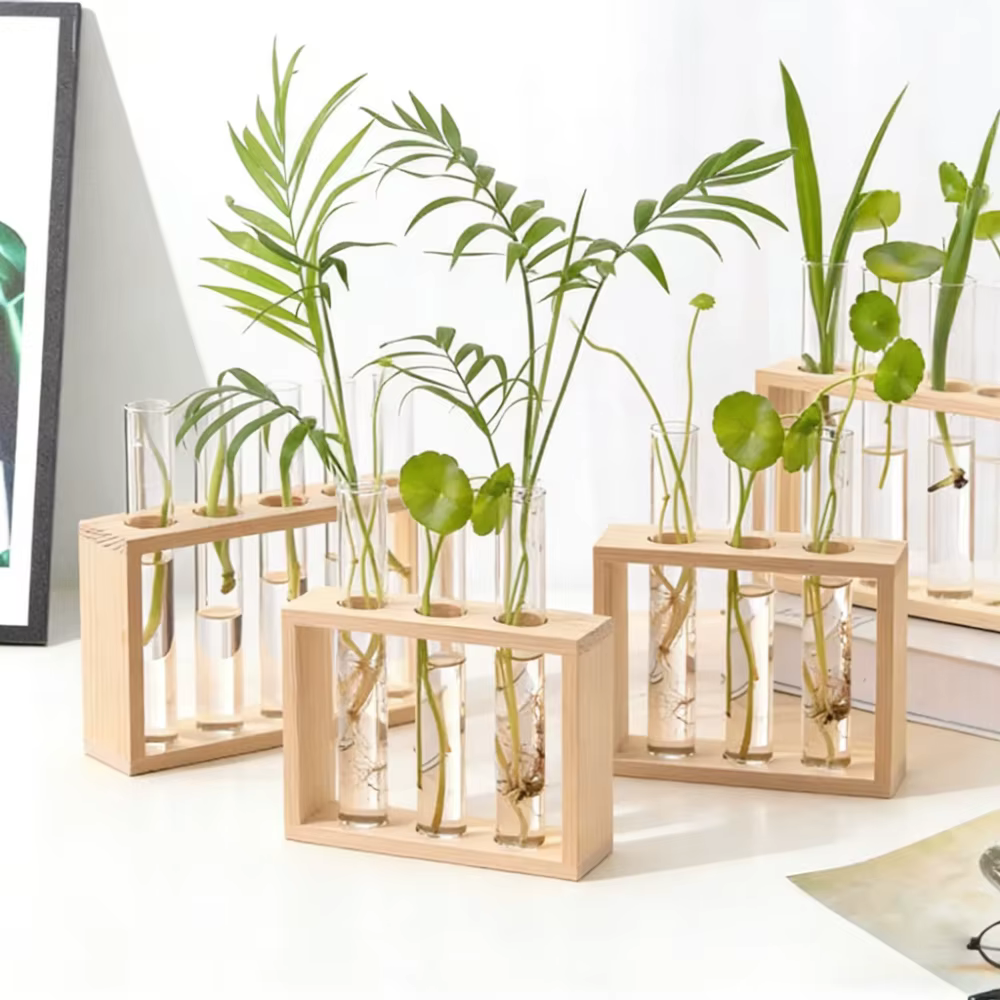 Wooden Test Tube Propagation Vase — image 2