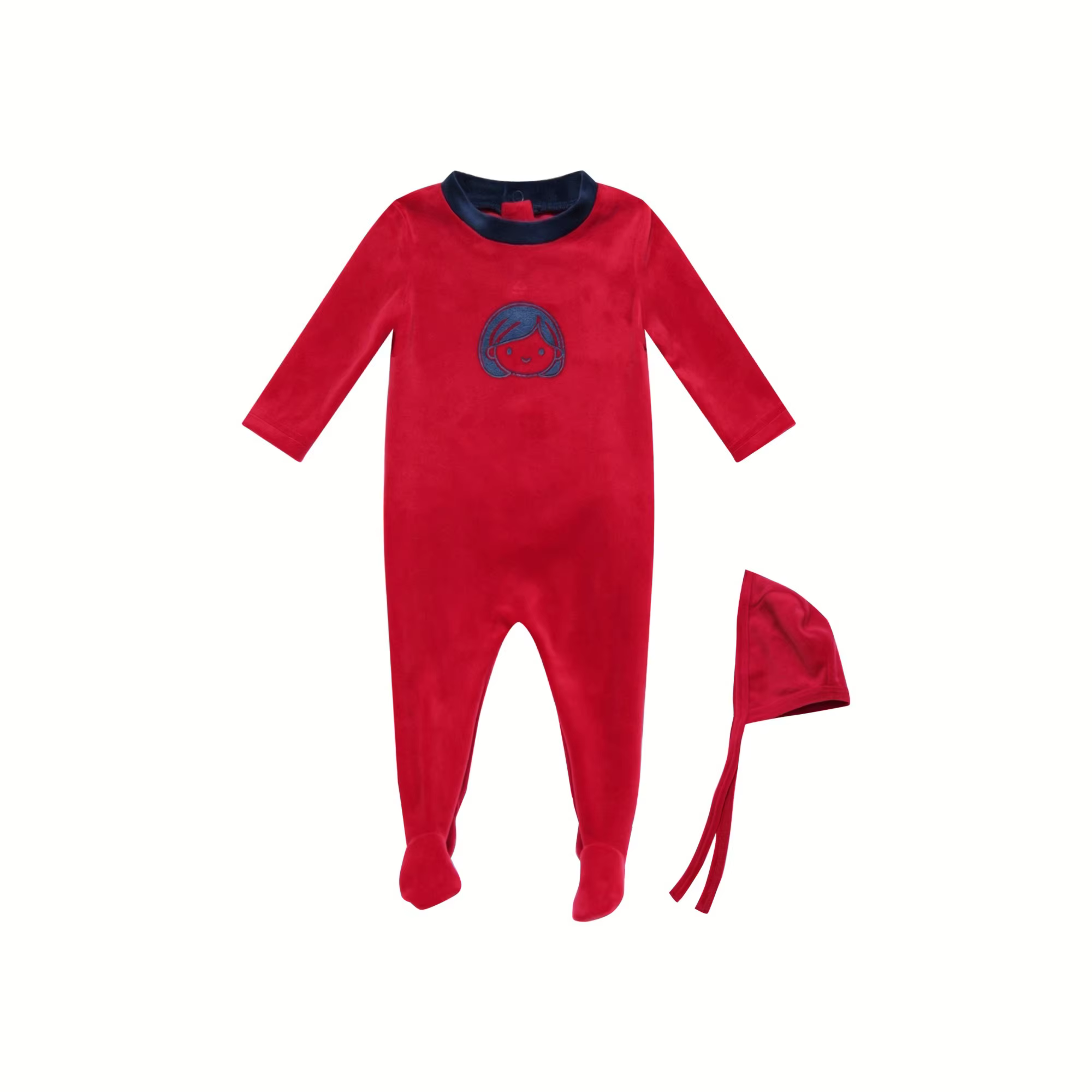 Velour Pajamas – Girls Red Footies – Ali Mali AW26