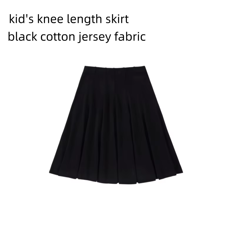 Panel Pleated Washed Denim – Kids Black Skirt