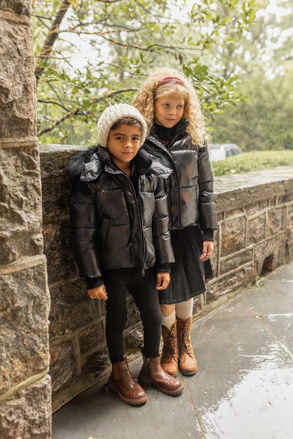 Black Sherpa Teddy Down Coat – No Hood — image 3