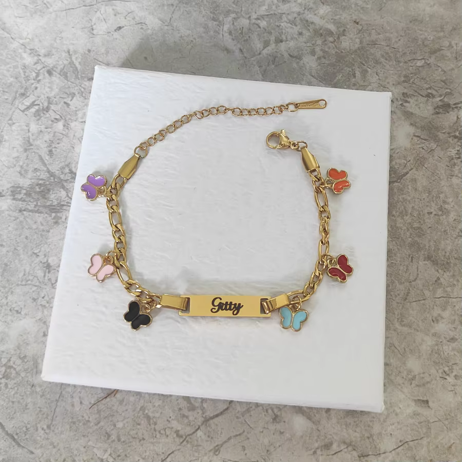 Personalised Heart & Butterfly Baby Bracelet — image 2