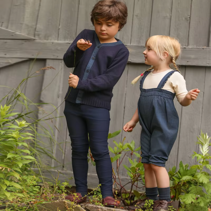 Navy Windowpane – Boys Cream Shirt — image 3