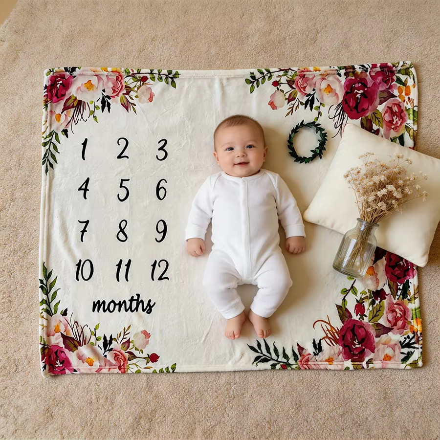 Baby Monthly Milestone Photo Blanket