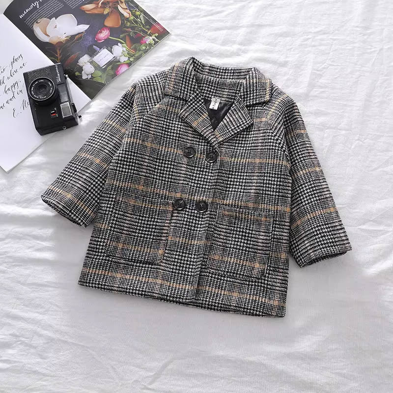Boys' Plaid Long Trench Coat — image 2