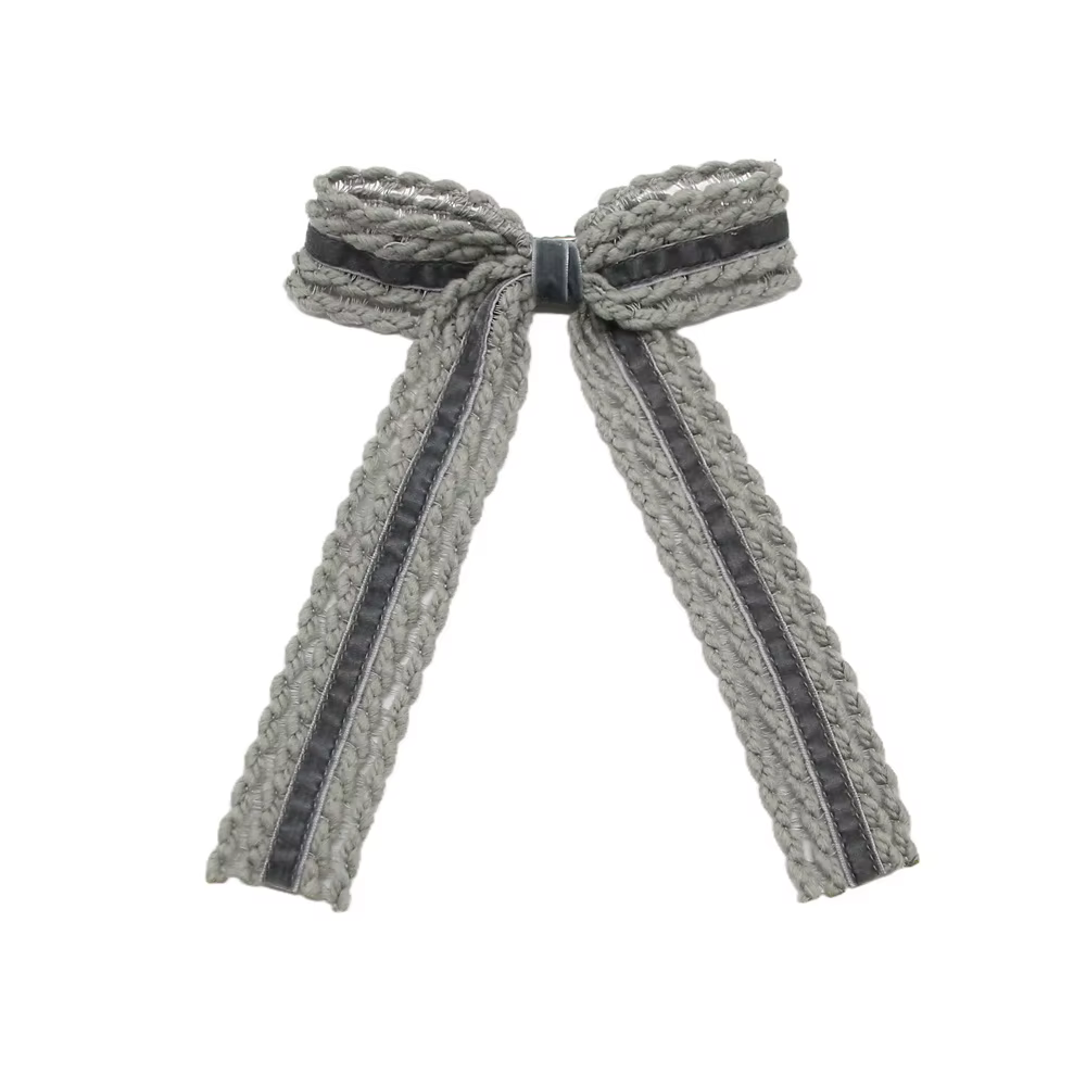 Wool Knit Velvet Bow Headband Large Hair Clip — image 3