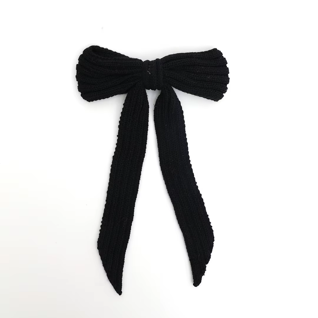 Black Floral Velvet Bow Headband Large Hair Clip — image 2