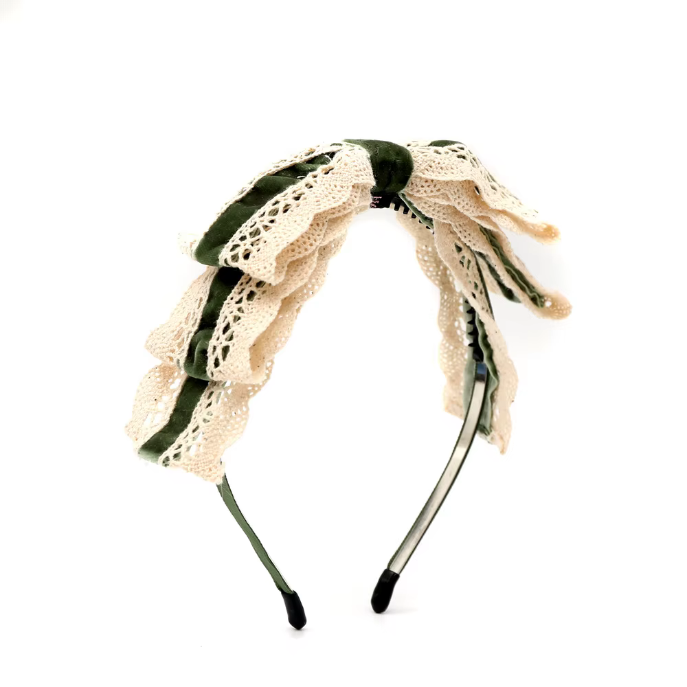Long-Tail Lace Velvet Bow Headband Headband — image 4