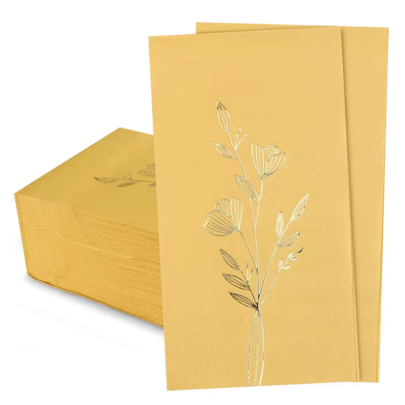 Gold Leaf Disposable Napkins – 20/60 Pack