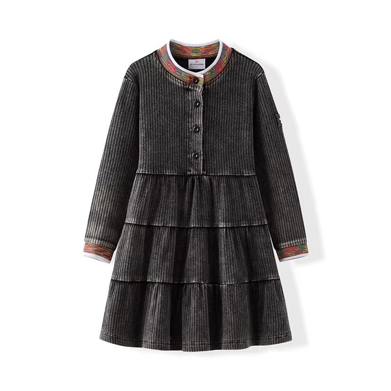 Ribbed Washed Denim Dress – Dress
