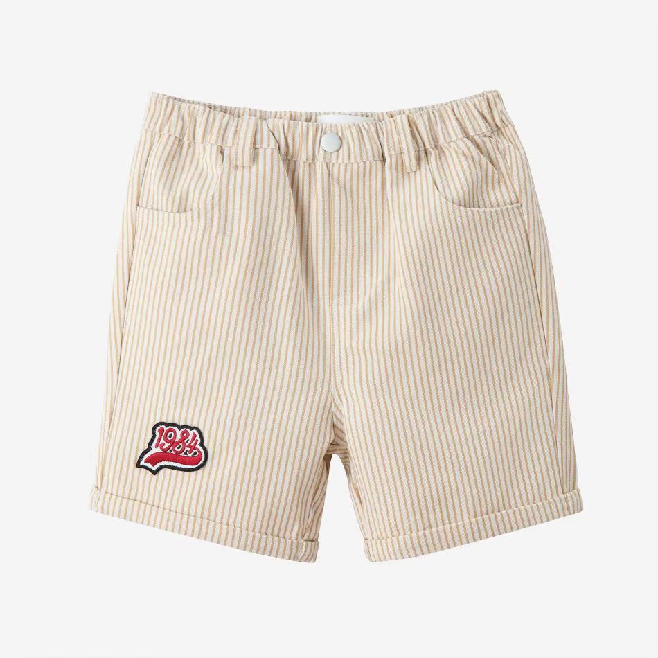 Pinstripe Denim Collection – Beige Boy Shorts