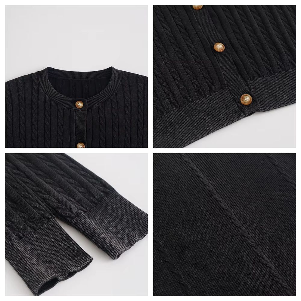 Black Cable Cardigan