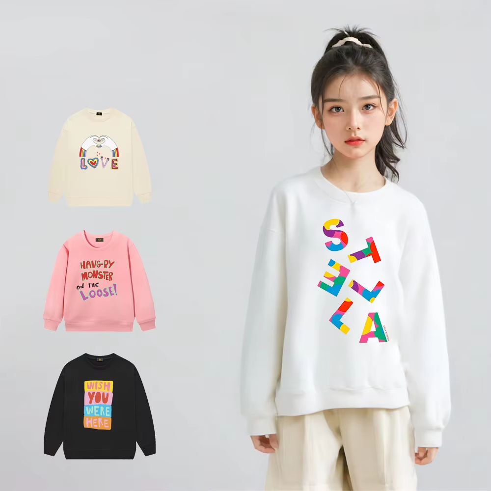 Girls’ Graffiti Letter Cotton Hoodie