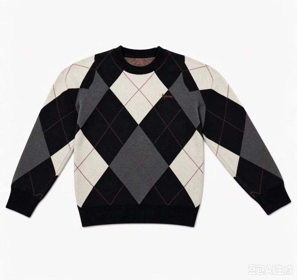 Kids' Black & Cream Argyle Long-Sleeve Top