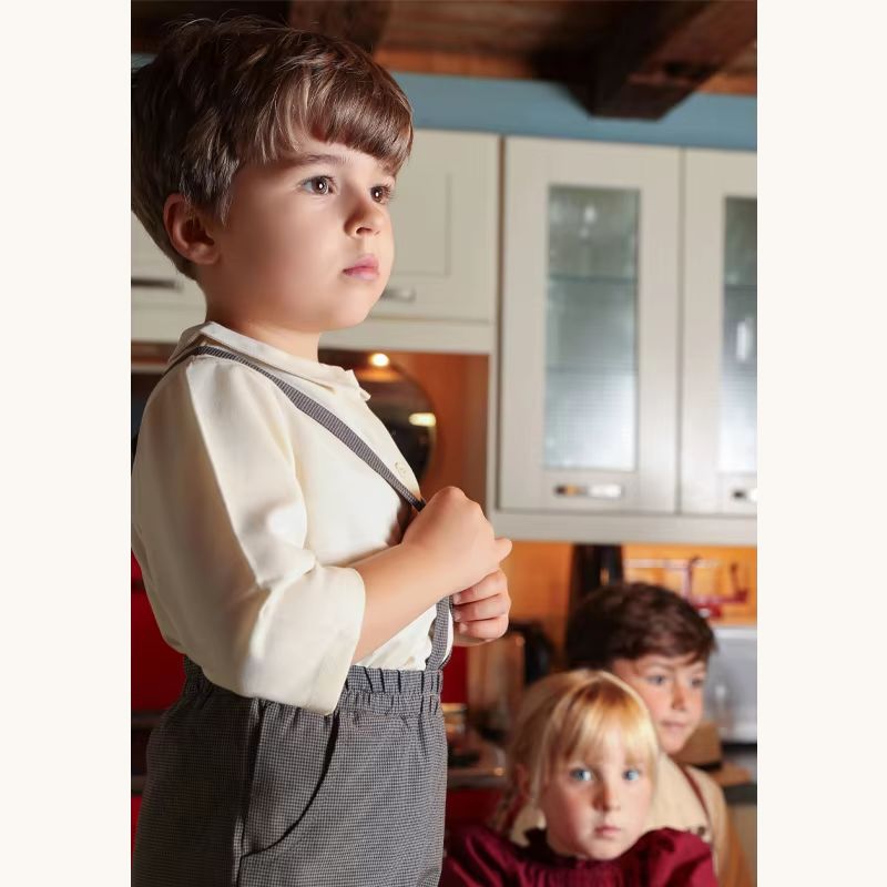 Heritage Weave Grey Checked Boys Trousers