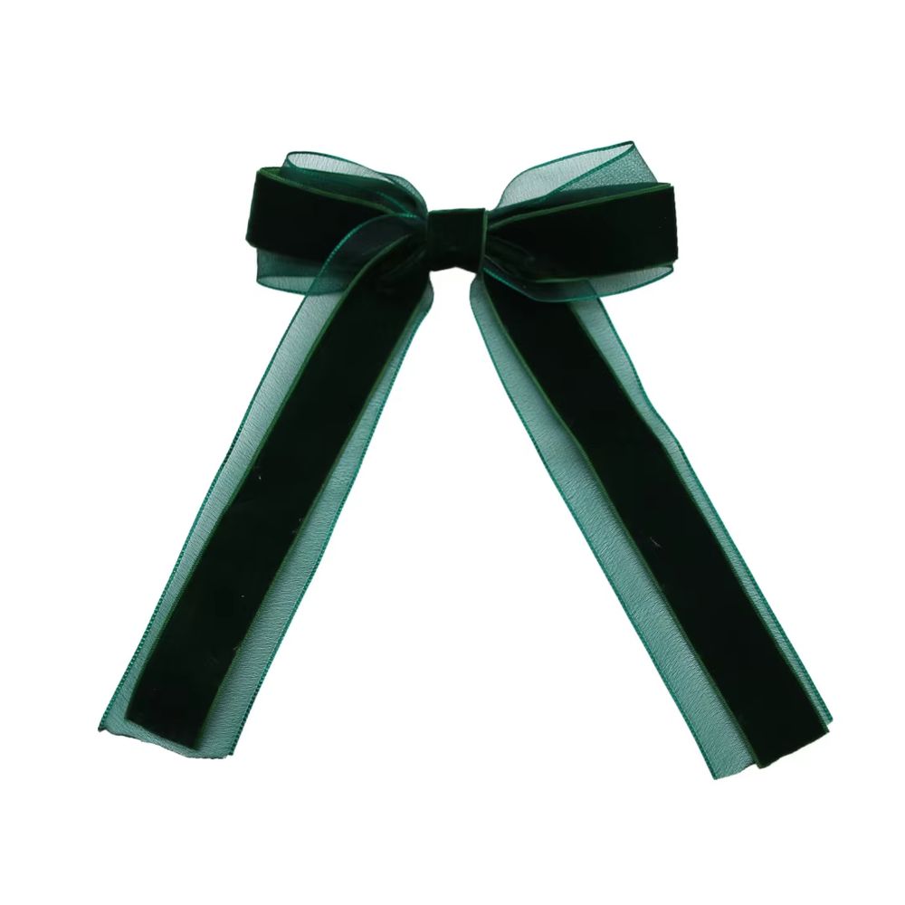 Dark Green Velvet Bow Headband Large Hair Clip