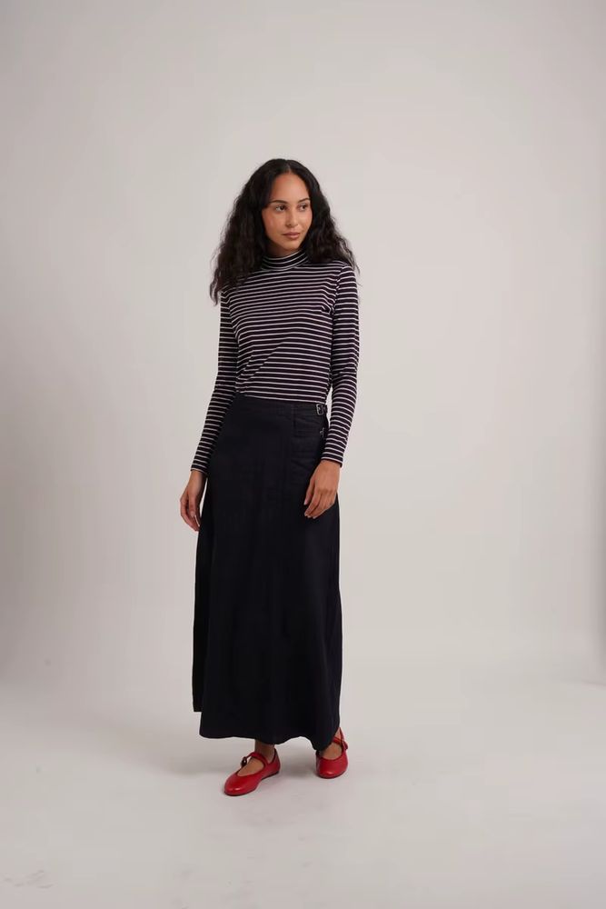 Striped Mockneck Tops – Grey Striped