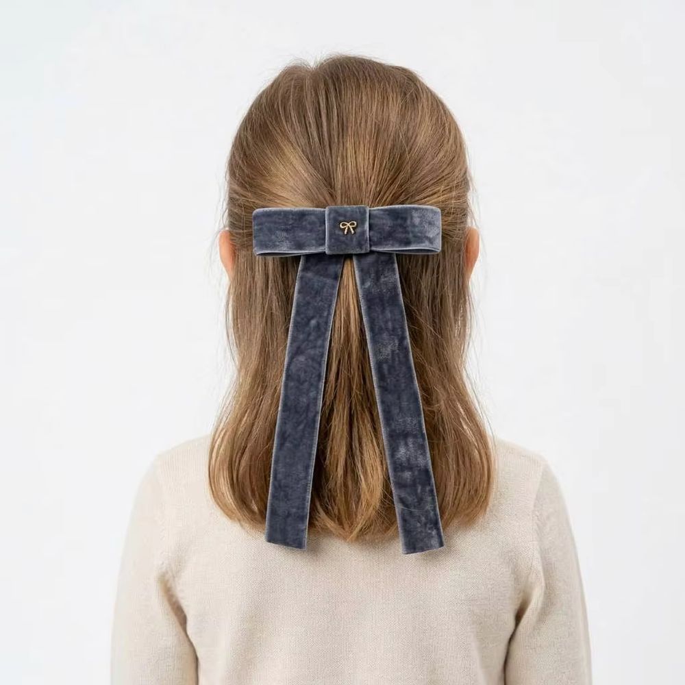 Navy Velvet Bow Headband