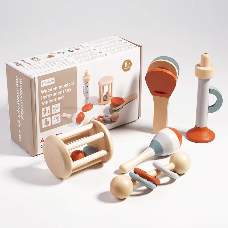 Wooden Baby Bell Rattle
