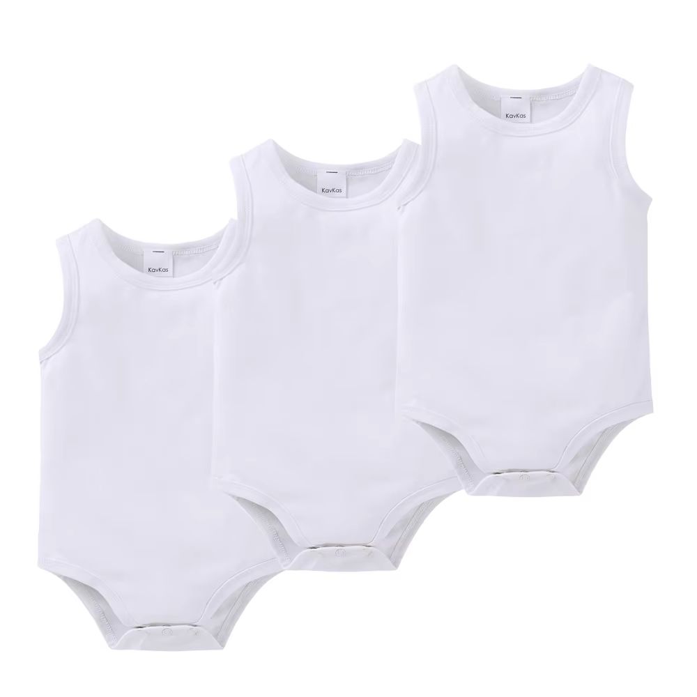 Kavkas White Broad-Strap Baby Vest – 3-Pack – AW26