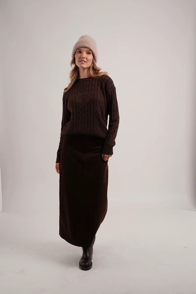 Retro Corduroy Collection – Brown Print Mockneck