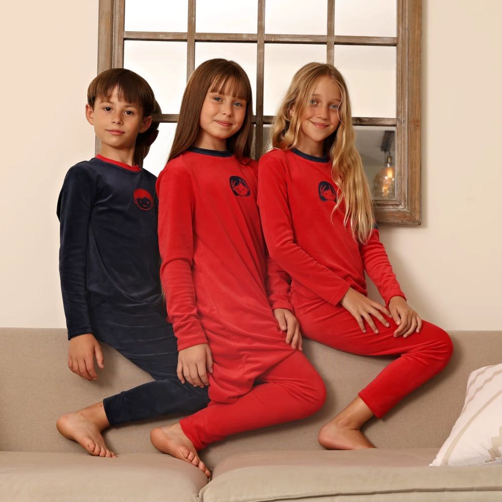 Velour Pajamas – Boys Blue Footies