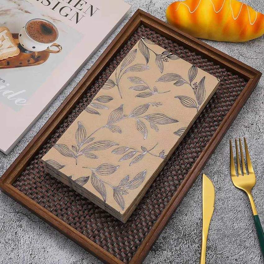 Gold-Foil Leaf Paper Napkins – 40 Pack