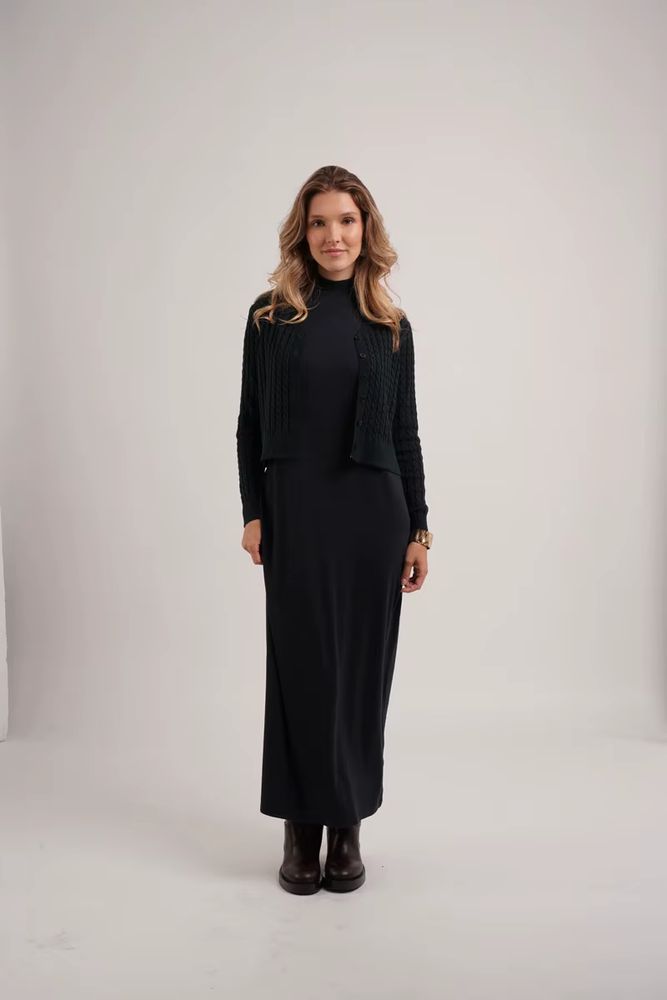 Cableknit & Rib Dress Collection – Brown Cardigan