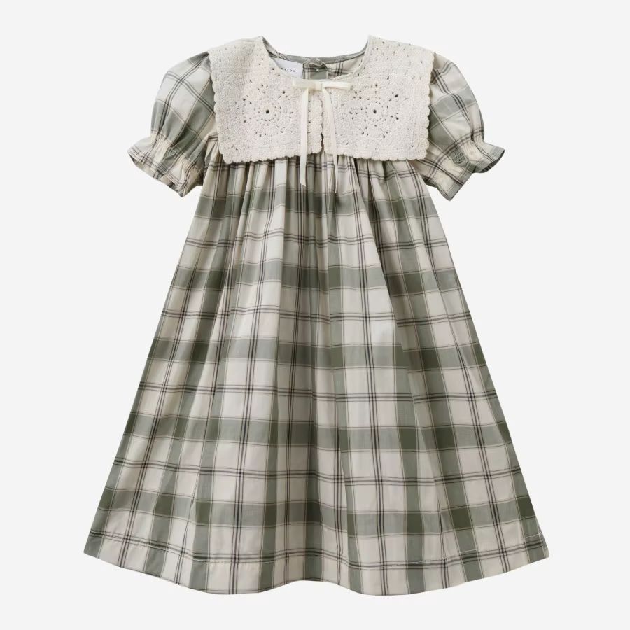 Grid & Pink Floral Collection – Short Sleeve Dress