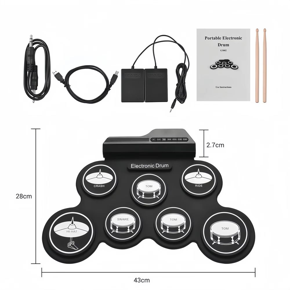 Roll-Up Electronic Drum Kit – Black